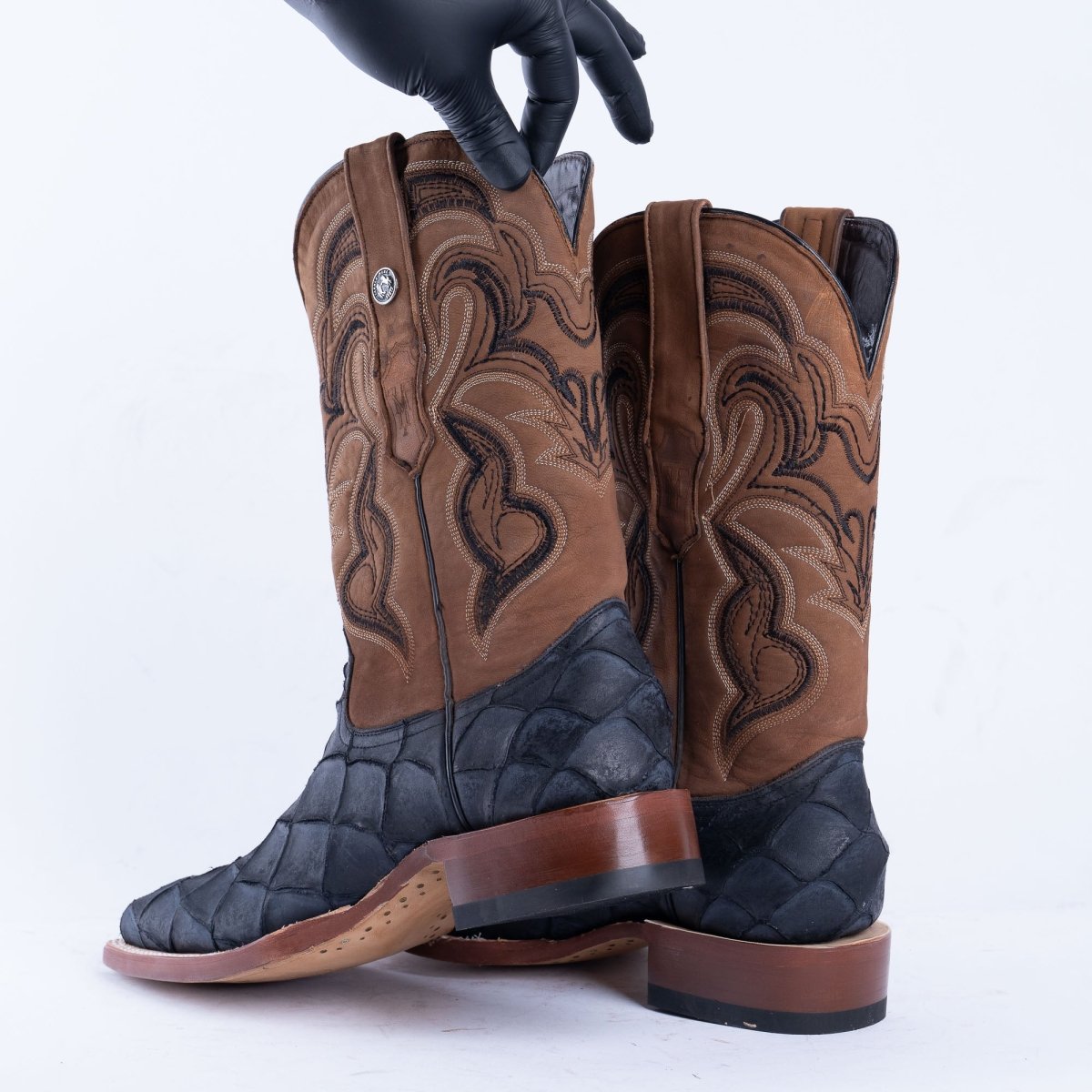 TANNER MARK MEN'S Print Monster Fish MD Black Cowboy Boots - Rancho Sementalvariable